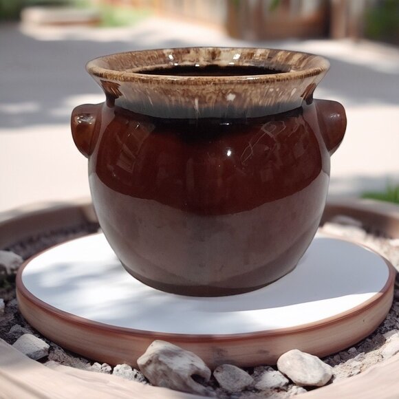 hull Other - Hull Pottery Brown Drip Glaze Oven Proof Bean Pot No Lid Vintage MCM